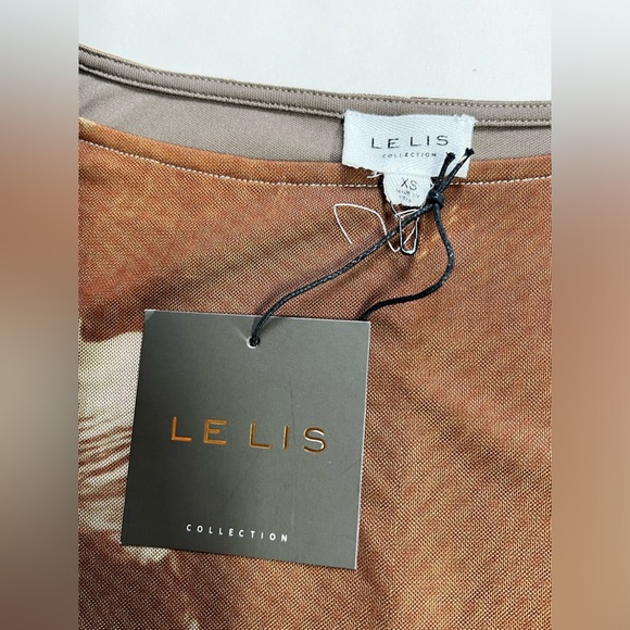 LE LIS Brown and cream mesh abstract print maxi‎ dress size XS - Picture 13 of 16